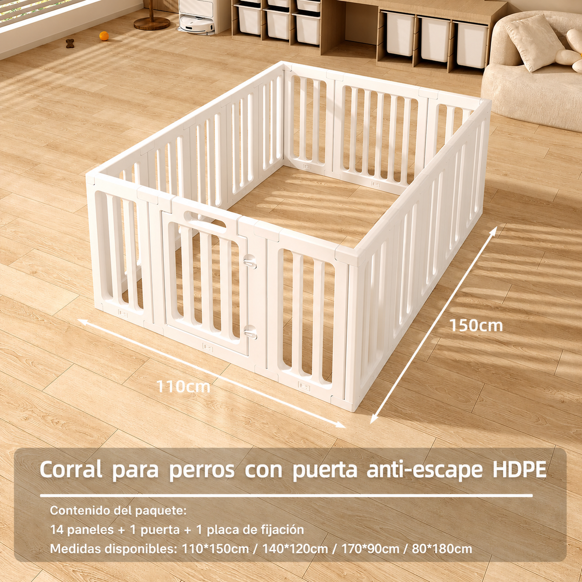Corral para perros con puerta anti-escape HDPE - 7
