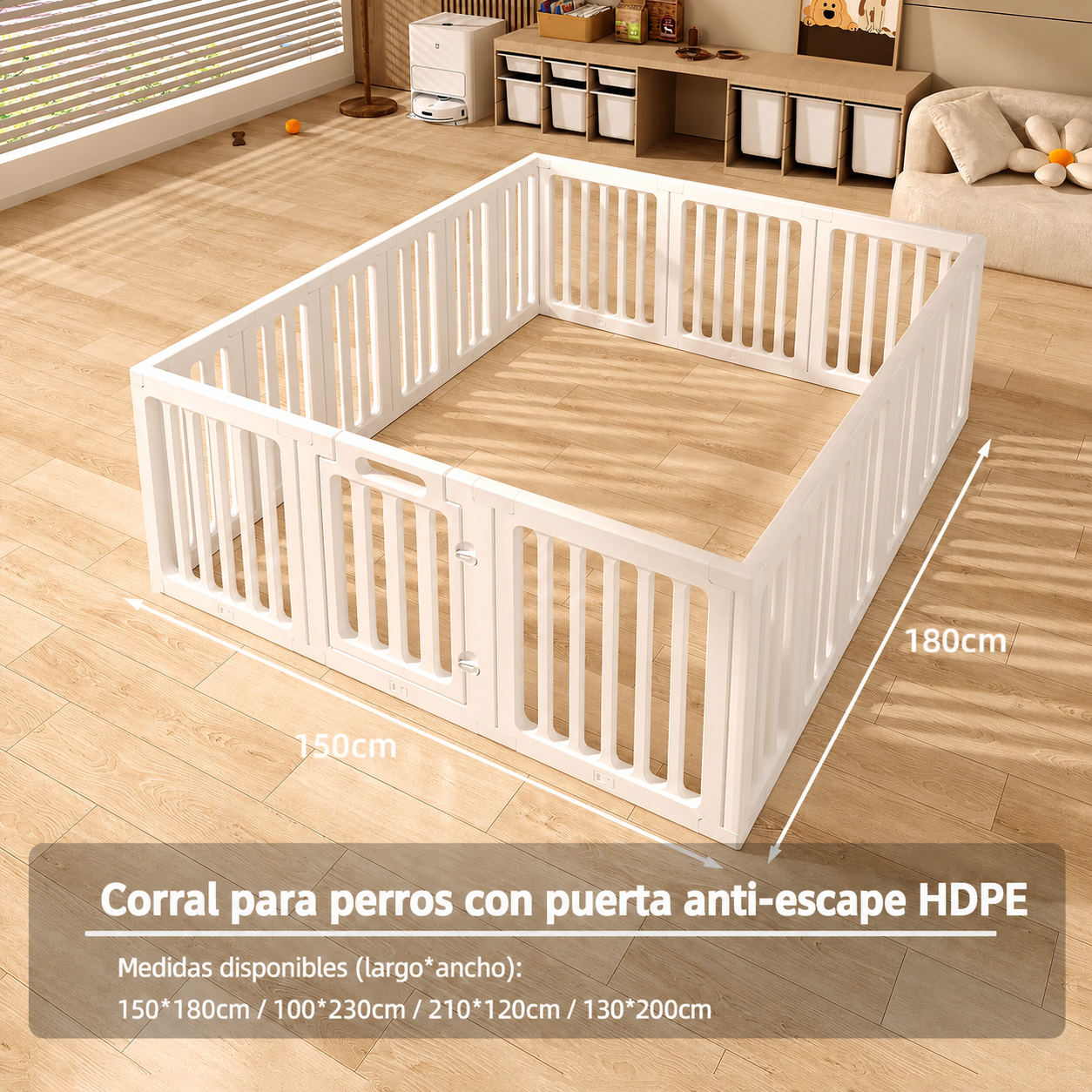 Corral para perros con puerta anti-escape HDPE - 8