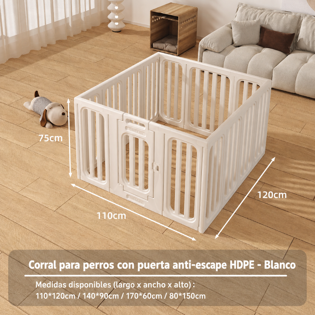 Corral para perros con puerta anti-escape HDPE - 10