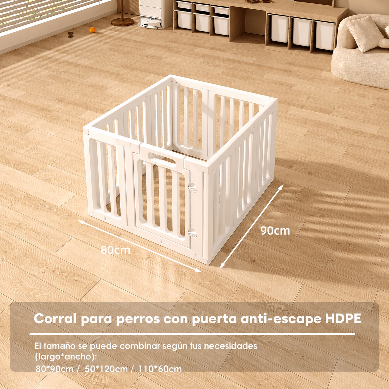 Corral para perros con puerta anti-escape HDPE
