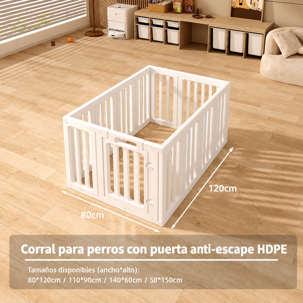 Corral para perros con puerta anti-escape HDPE