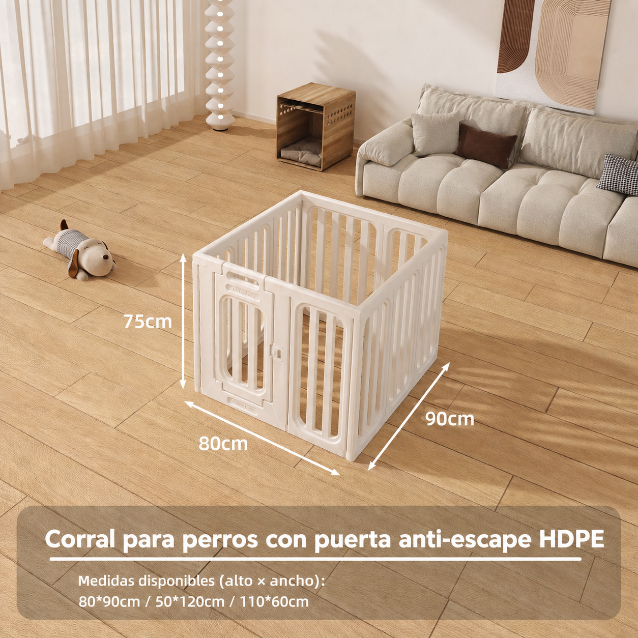 Corral para perros con puerta anti-escape HDPE