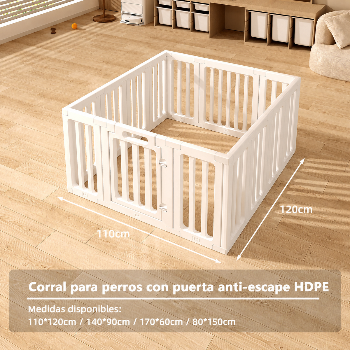 Corral para perros con puerta anti-escape HDPE