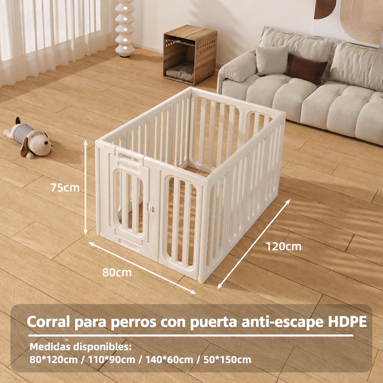 Corral para perros con puerta anti-escape HDPE
