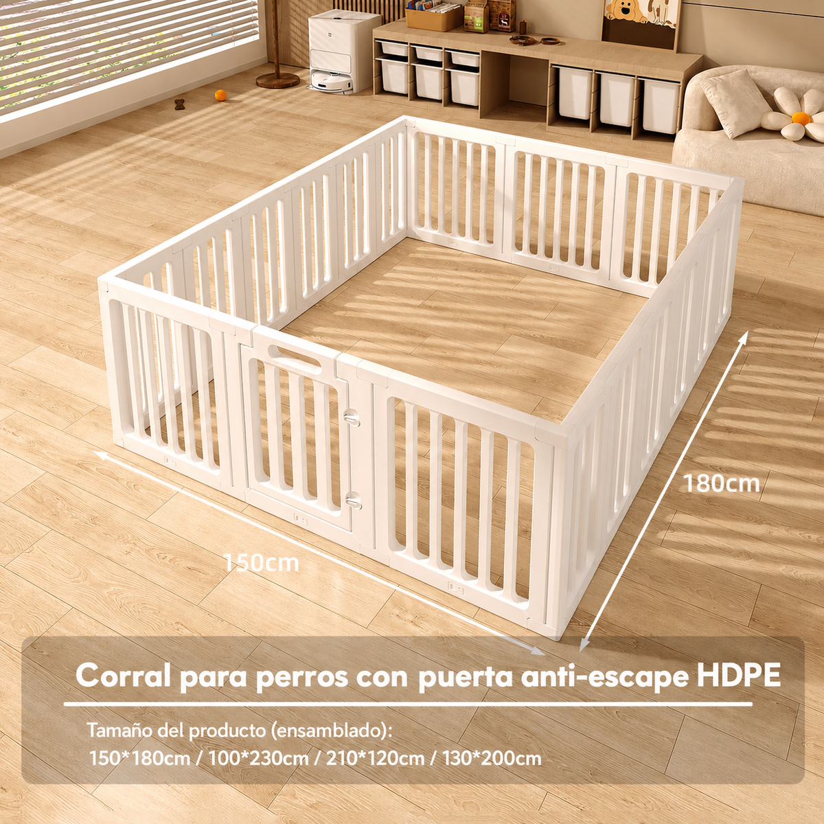 Corral para perros con puerta anti-escape HDPE