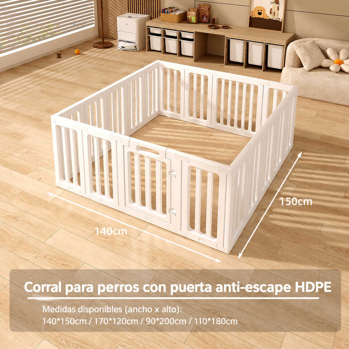 Corral para perros con puerta anti-escape HDPE