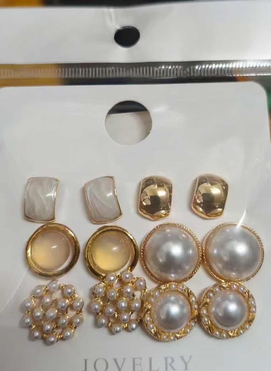 Aretes de Perla Sintética con Cristales Estilo Chic - 11