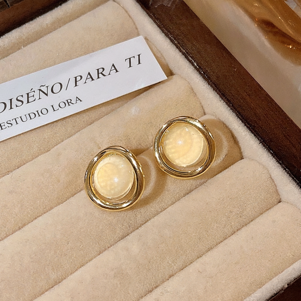 Aretes de Perla Sintética con Cristales Estilo Chic - 10