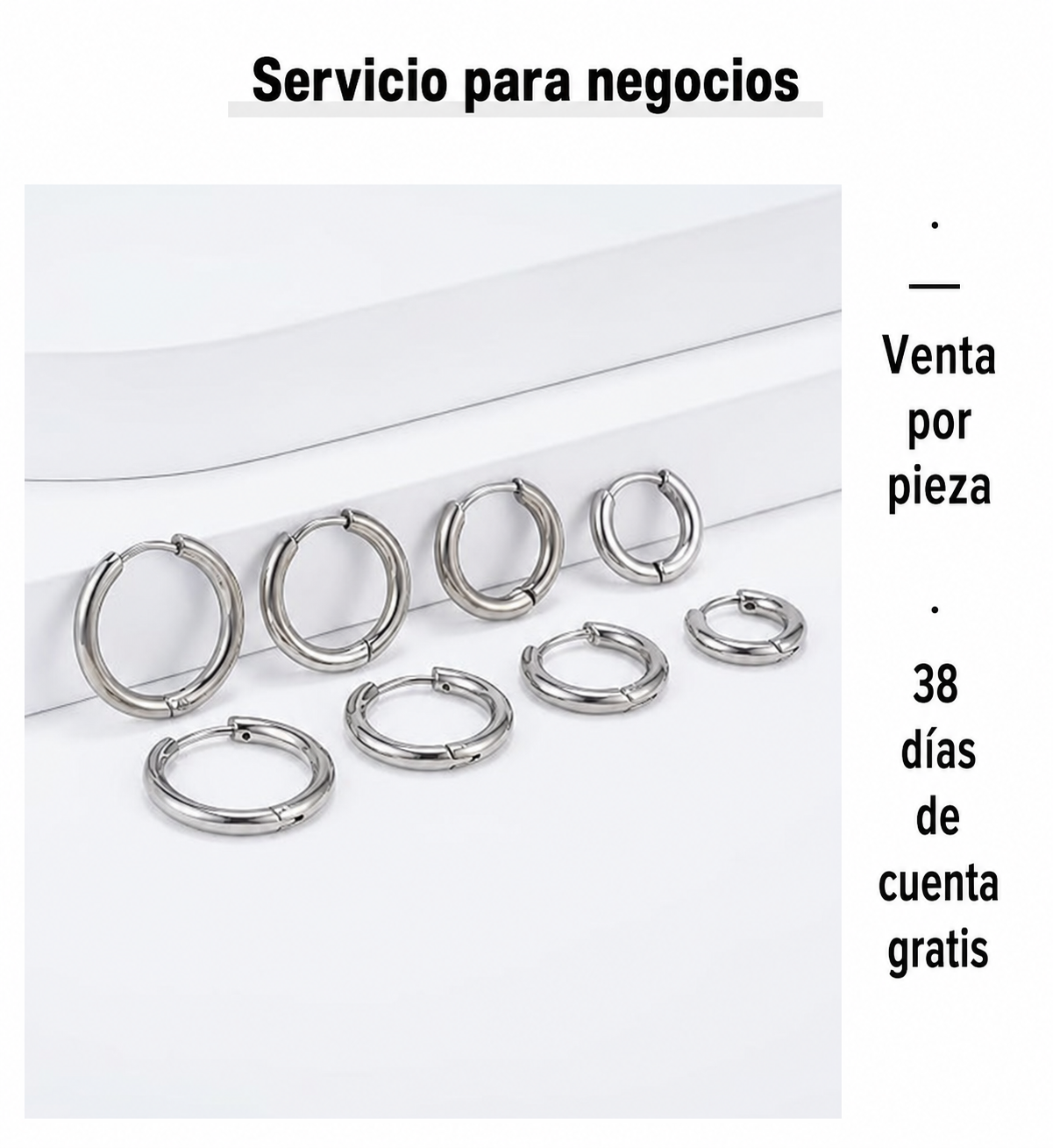 Aretes de aro titanio con zirconia plateado y dorado - 12