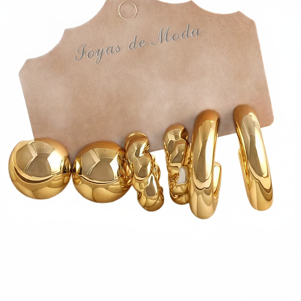 Set de 3 Aretes Geométricos Estilo Minimal Mujer - 5