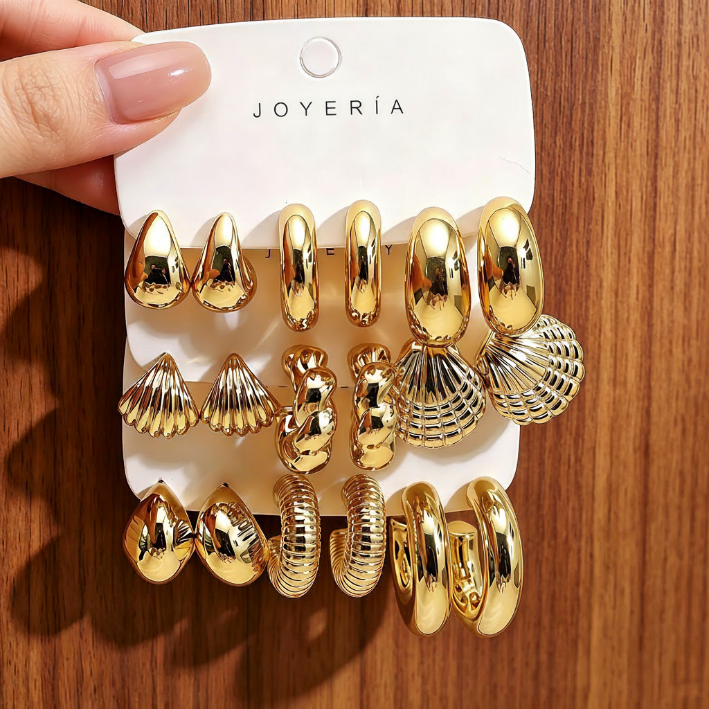 Set de 3 Aretes Geométricos Estilo Minimal Mujer - 8