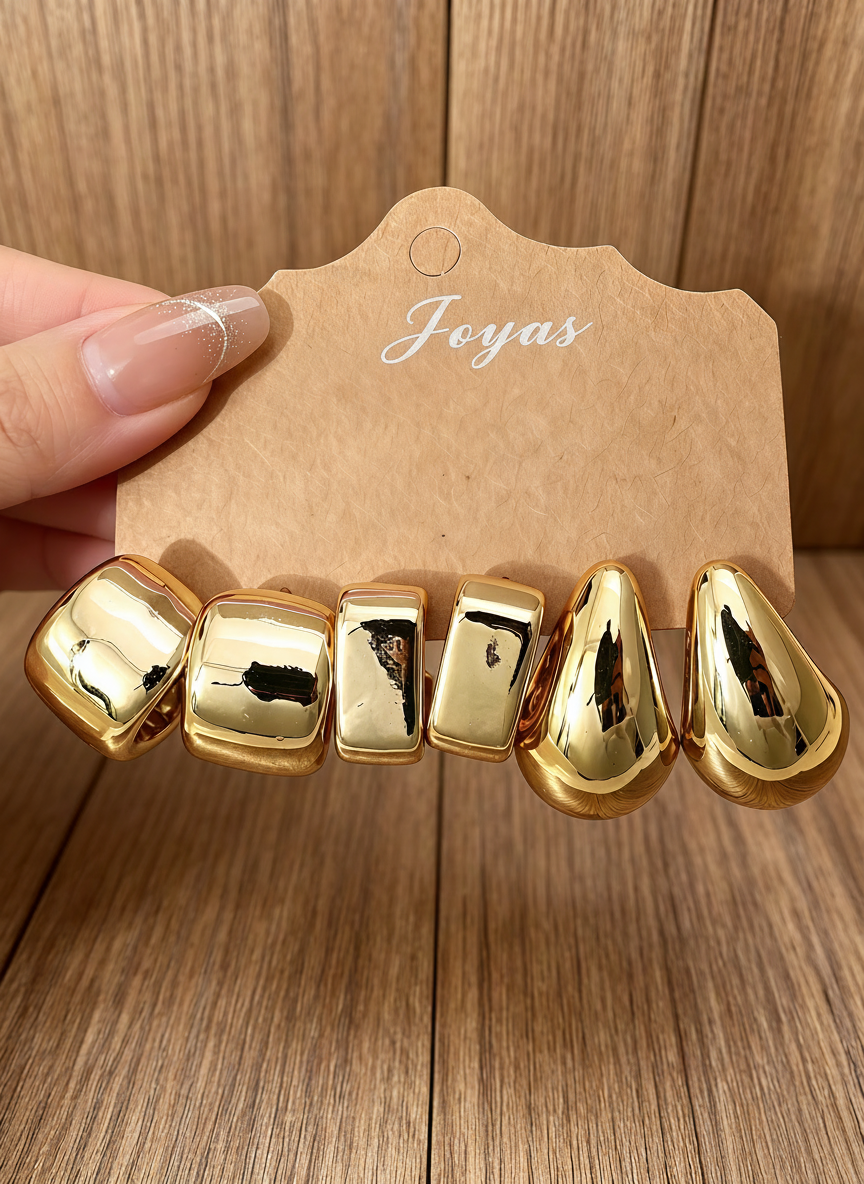 Set de 3 Aretes Geométricos Estilo Minimal Mujer - 9