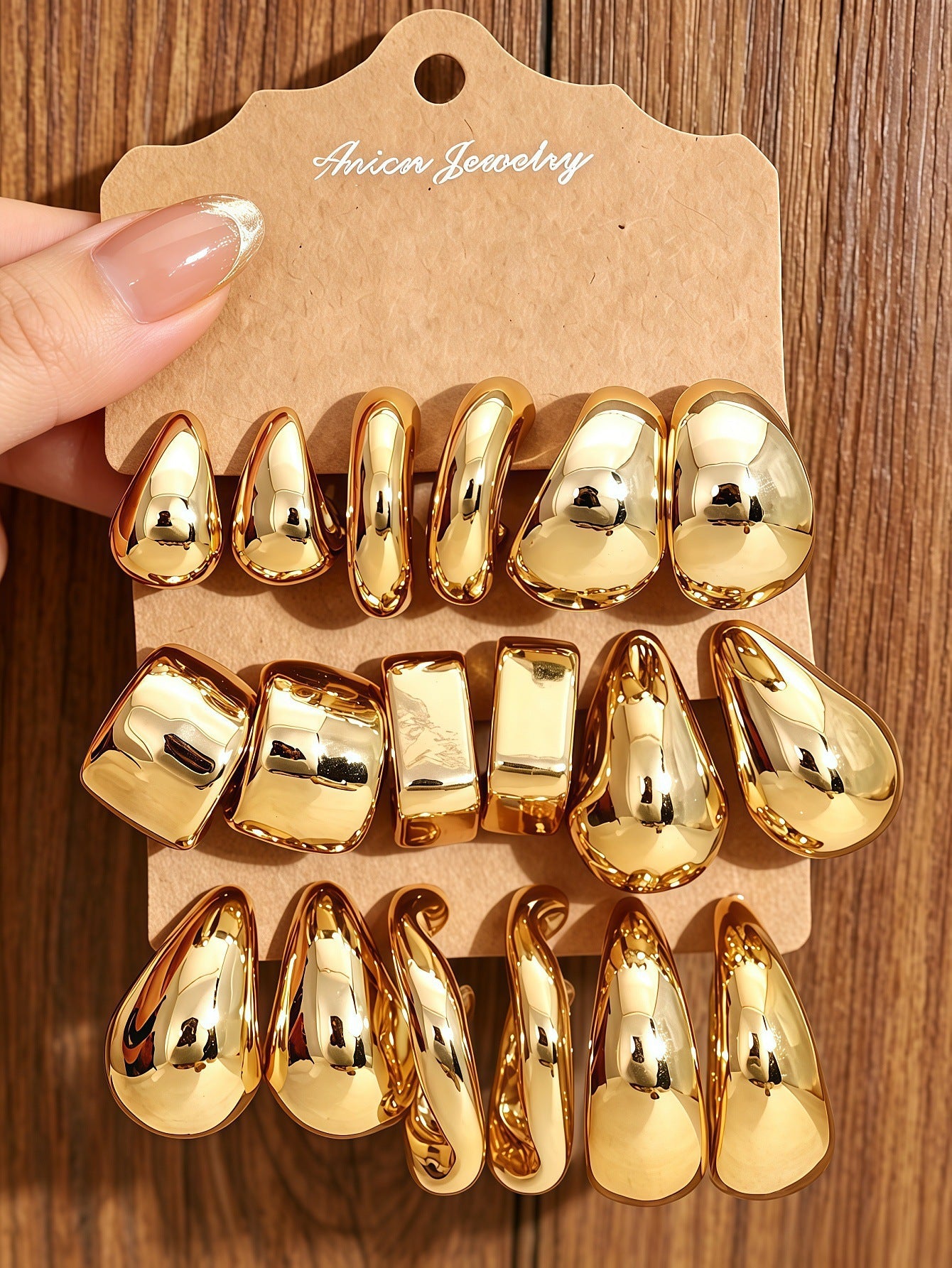 Set de 3 Aretes Geométricos Estilo Minimal Mujer