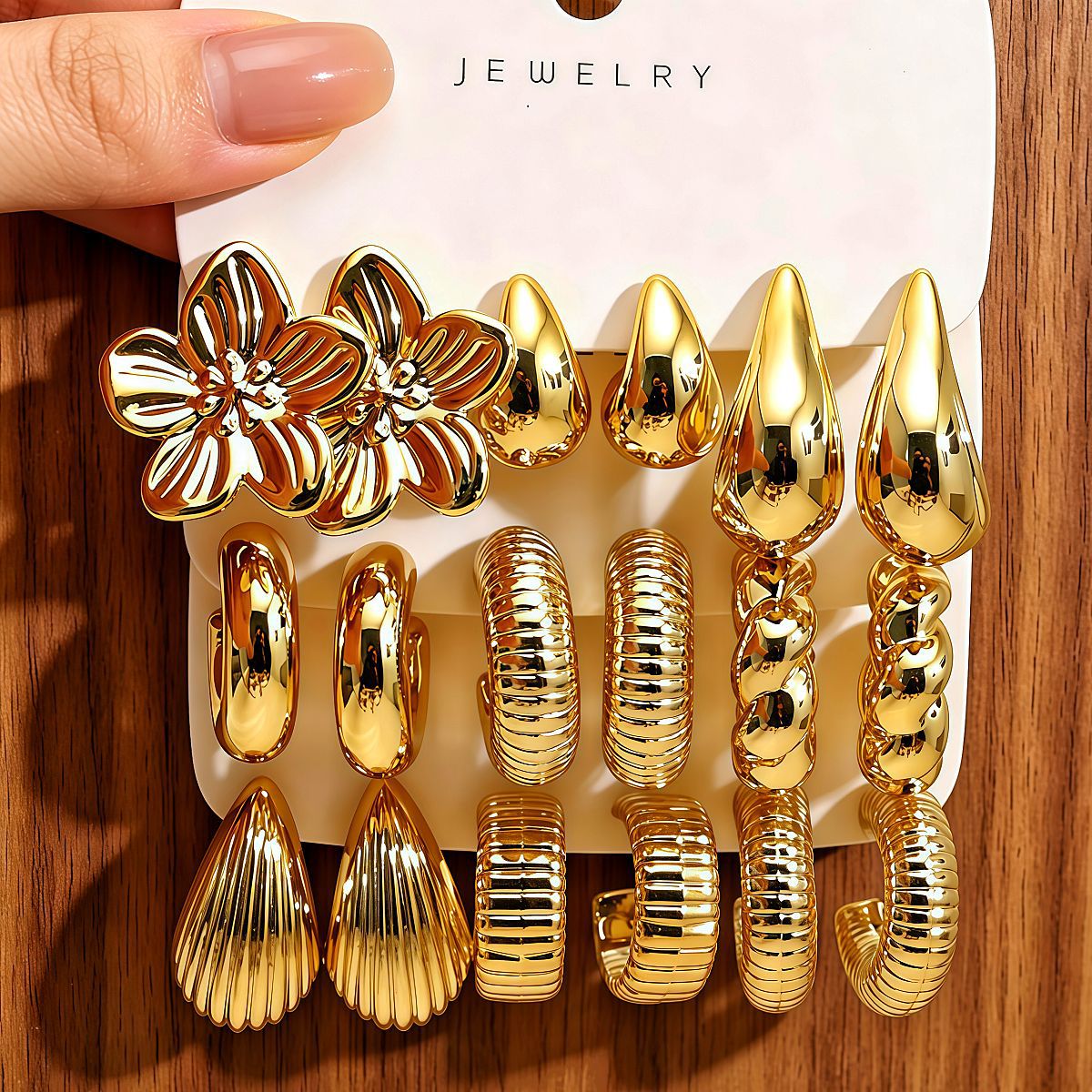 Set de 3 Aretes Geométricos Estilo Minimal Mujer