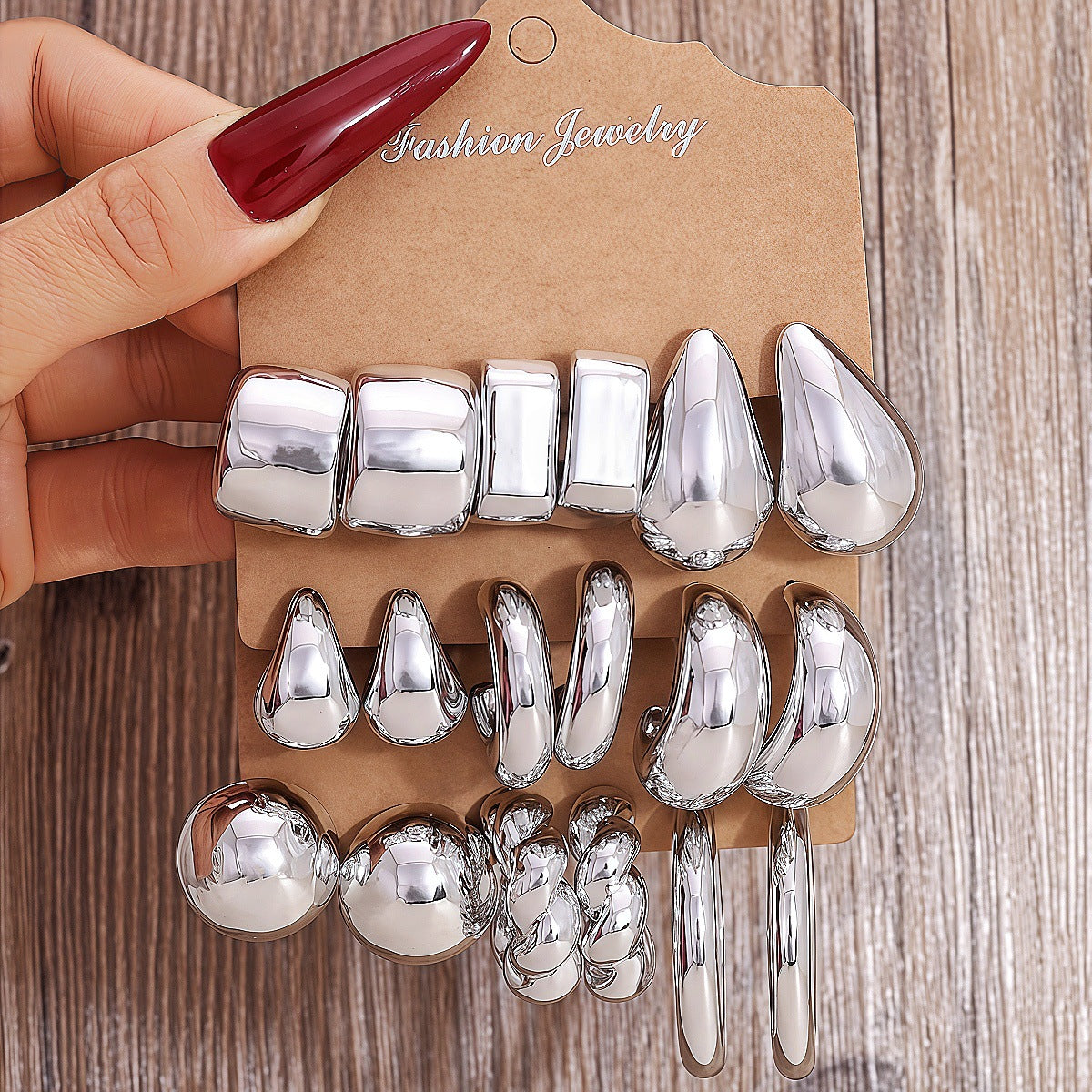 Set de 3 Aretes Geométricos Estilo Minimal Mujer
