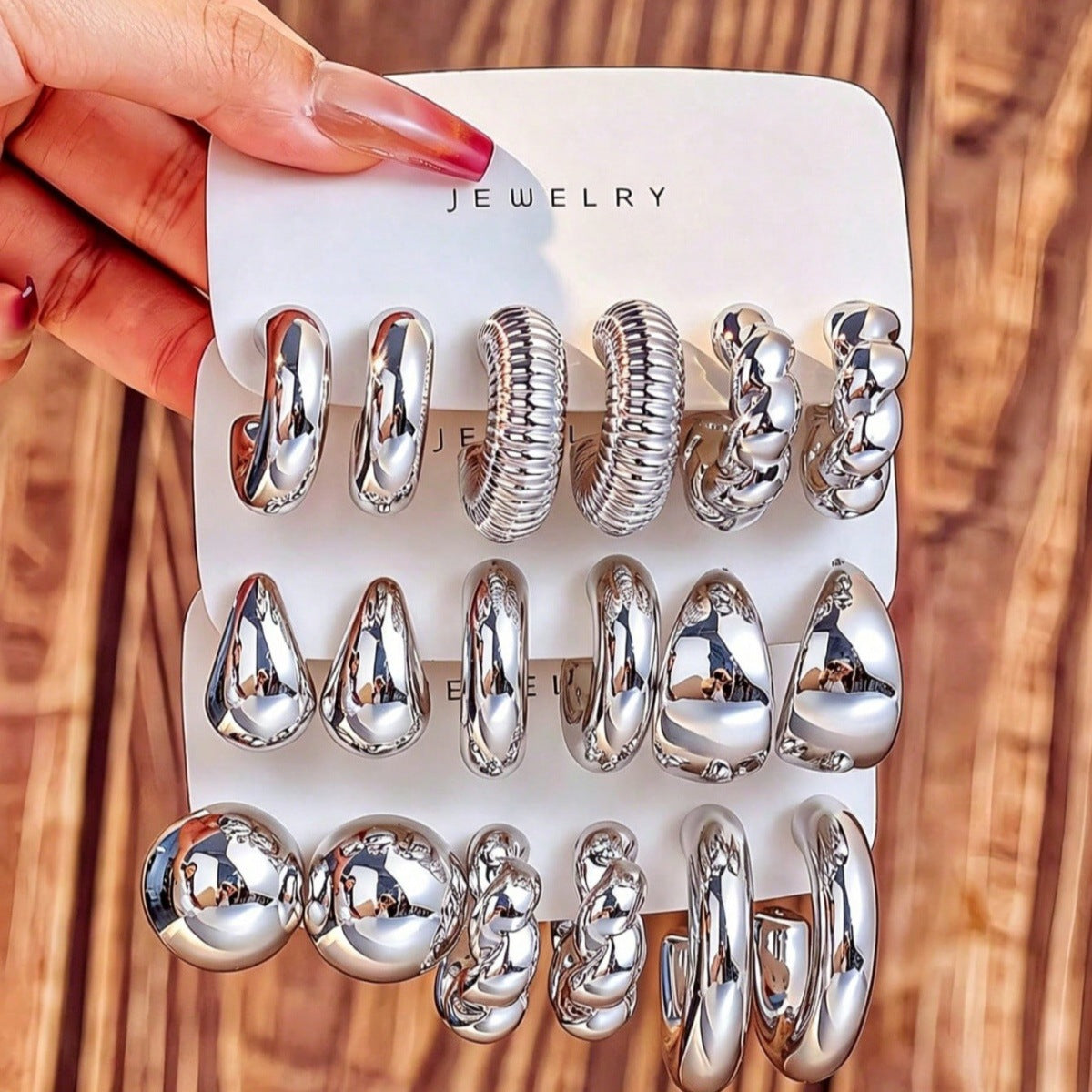 Set de 3 Aretes Geométricos Estilo Minimal Mujer