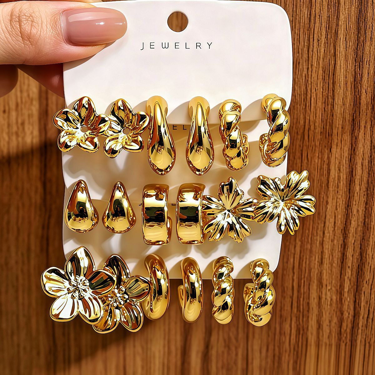 Set de 3 Aretes Geométricos Estilo Minimal Mujer