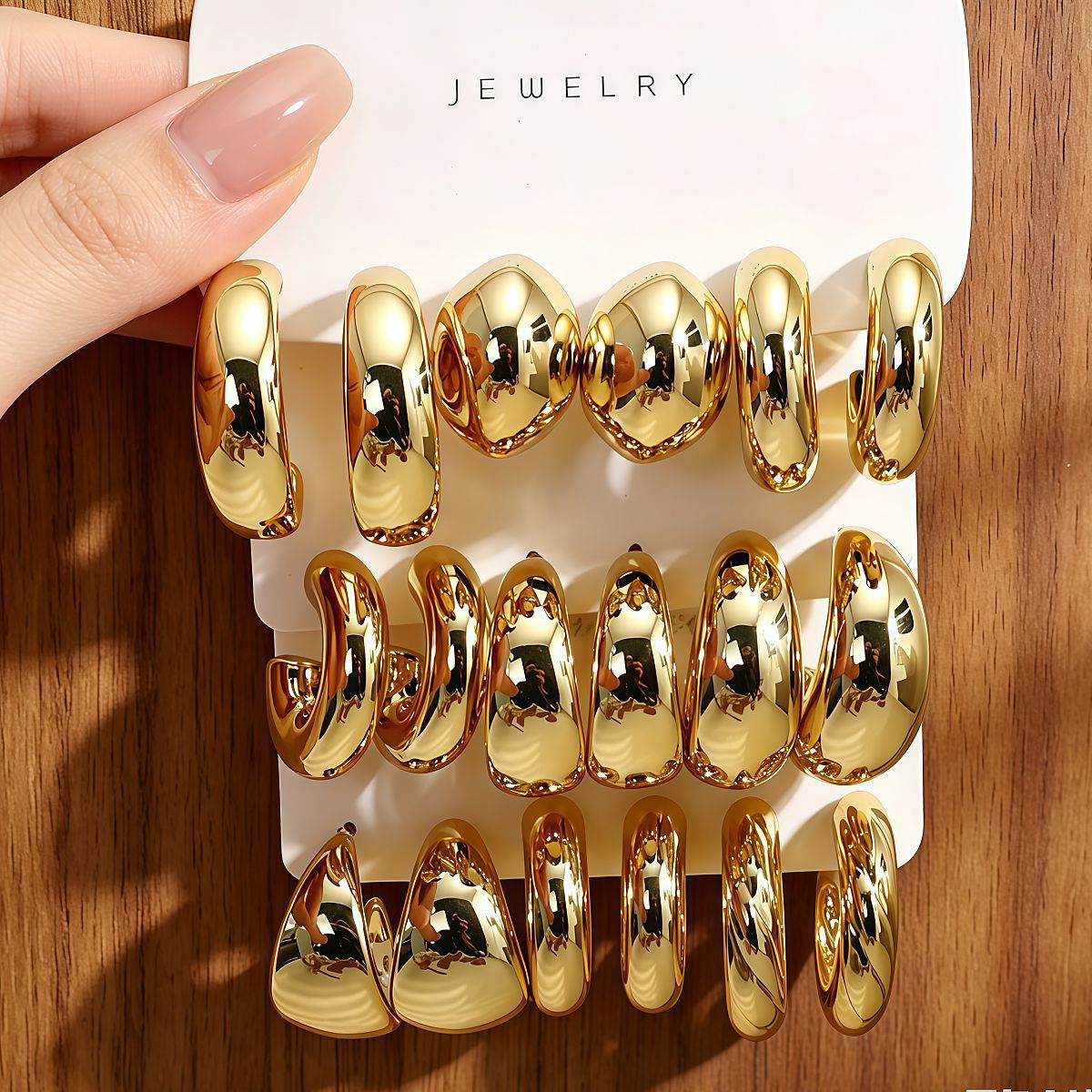 Set de 3 Aretes Geométricos Estilo Minimal Mujer