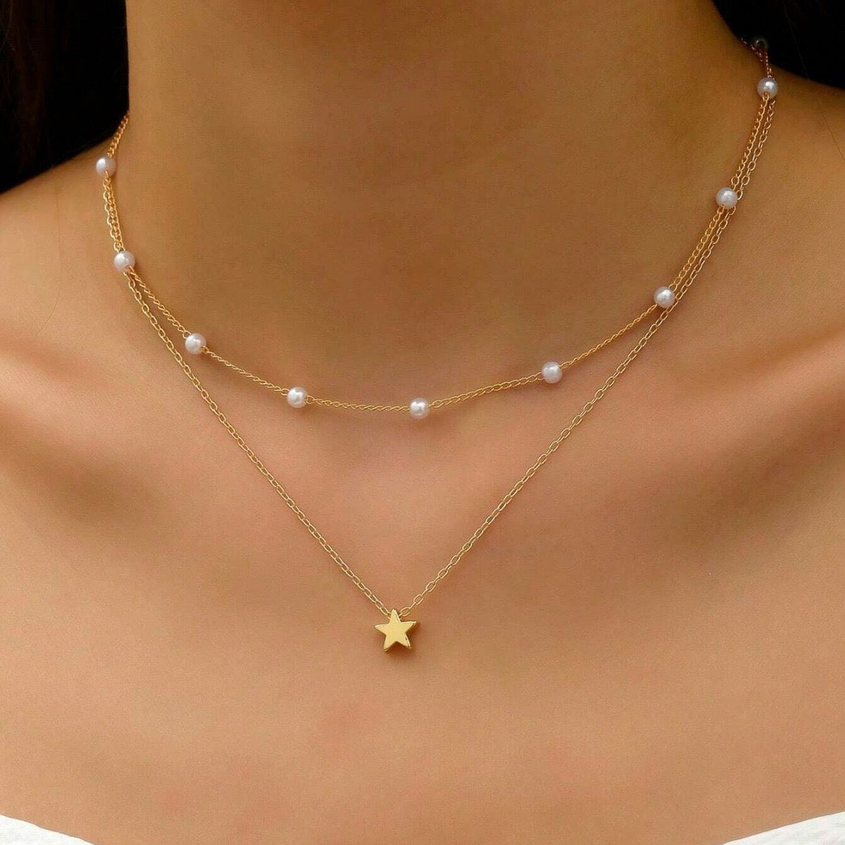 Collar con dije de corazón y perla - 13