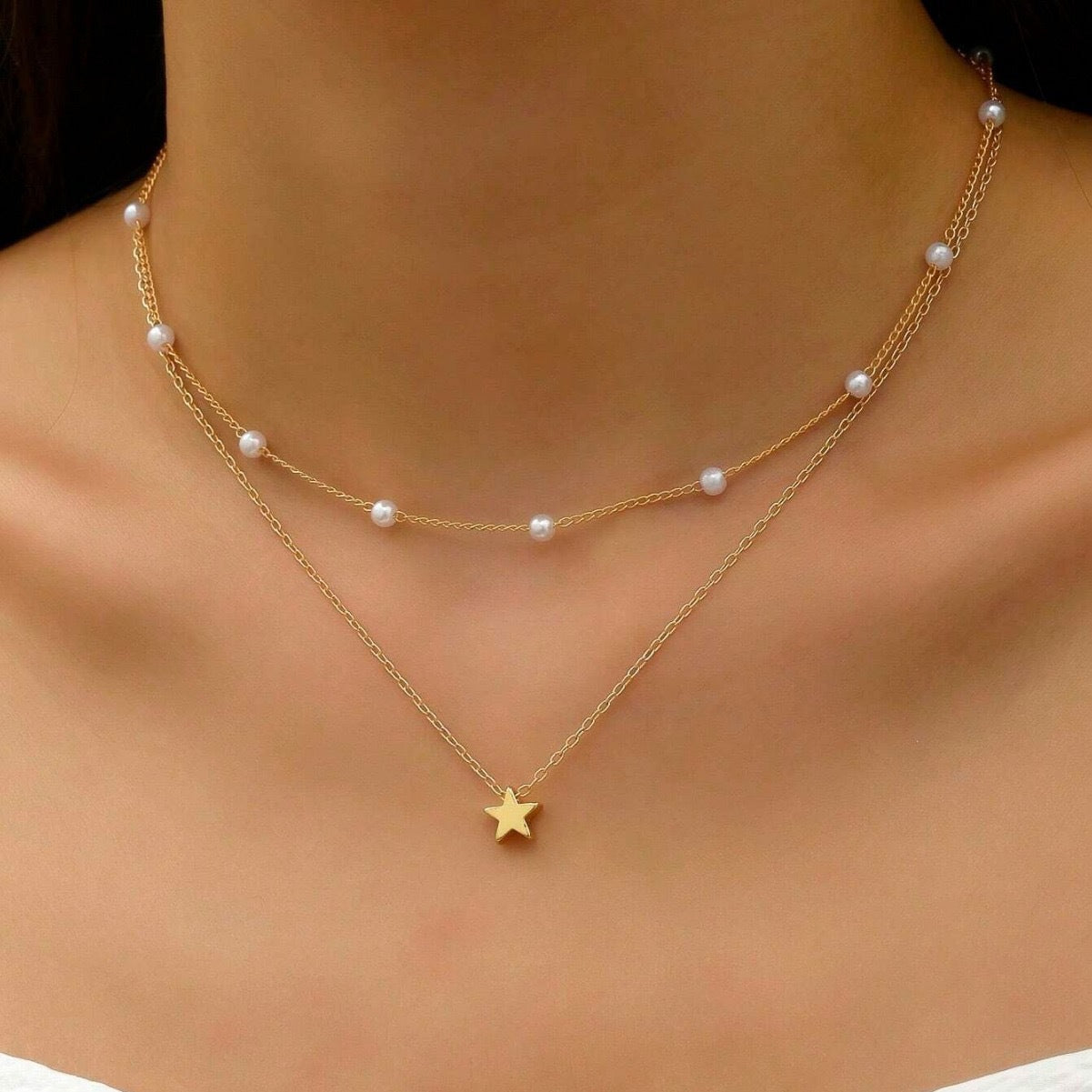 Collar con dije de corazón y perla - 3