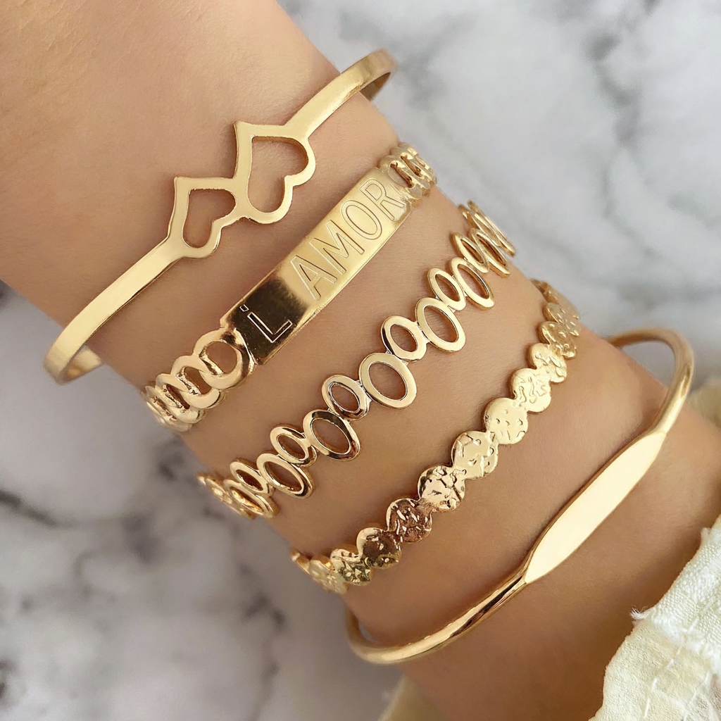 Pulsera de cadena vintage con apertura ajustable - 7