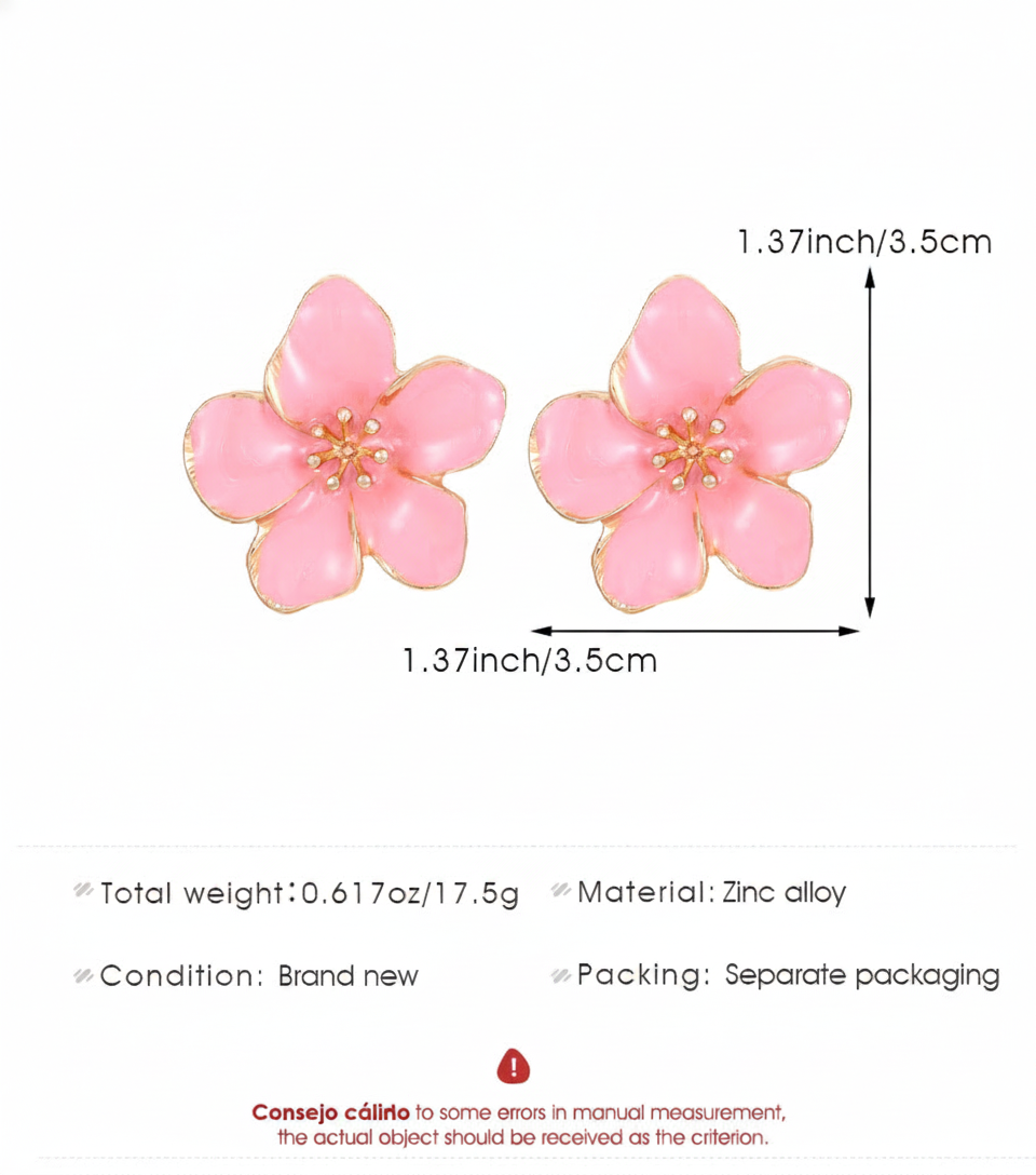 Aretes de flor cinco pétalos con esmalte colorido - 11