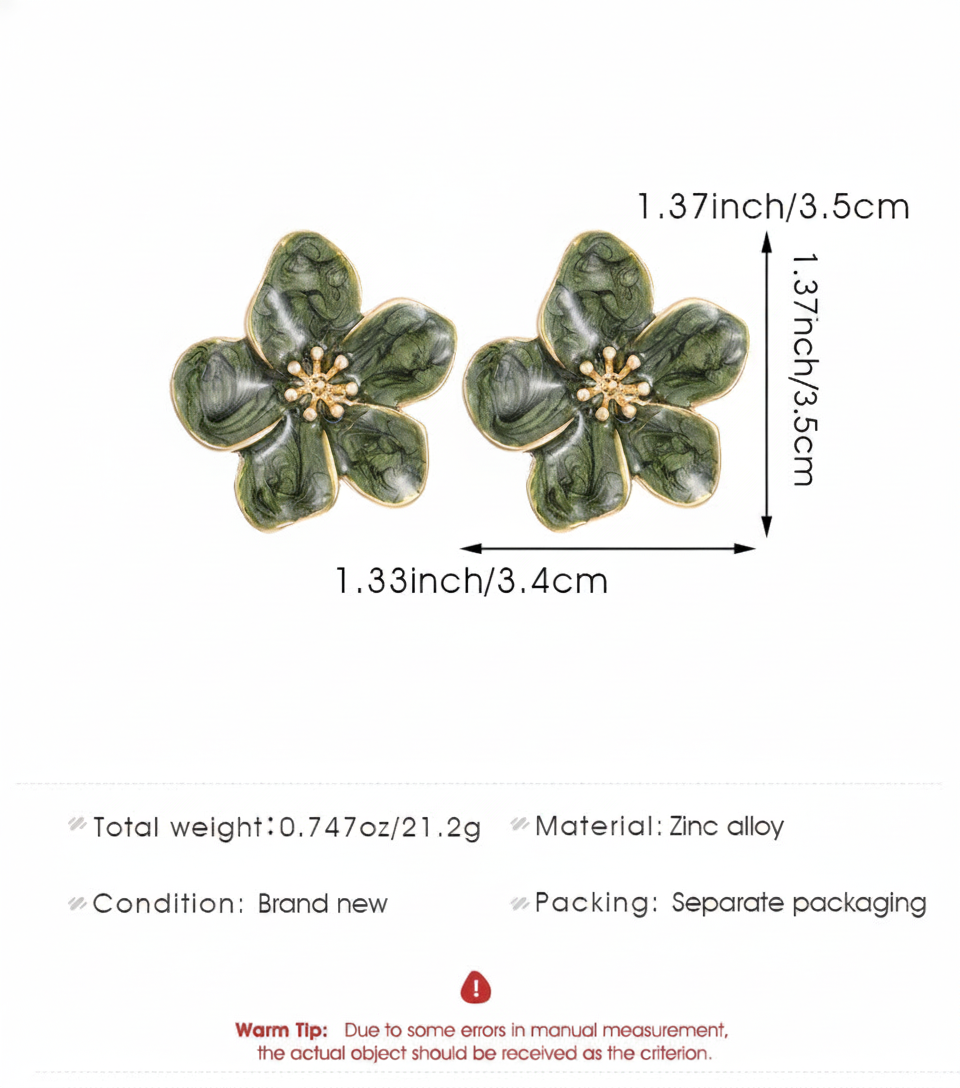 Aretes de flor cinco pétalos con esmalte colorido - 12