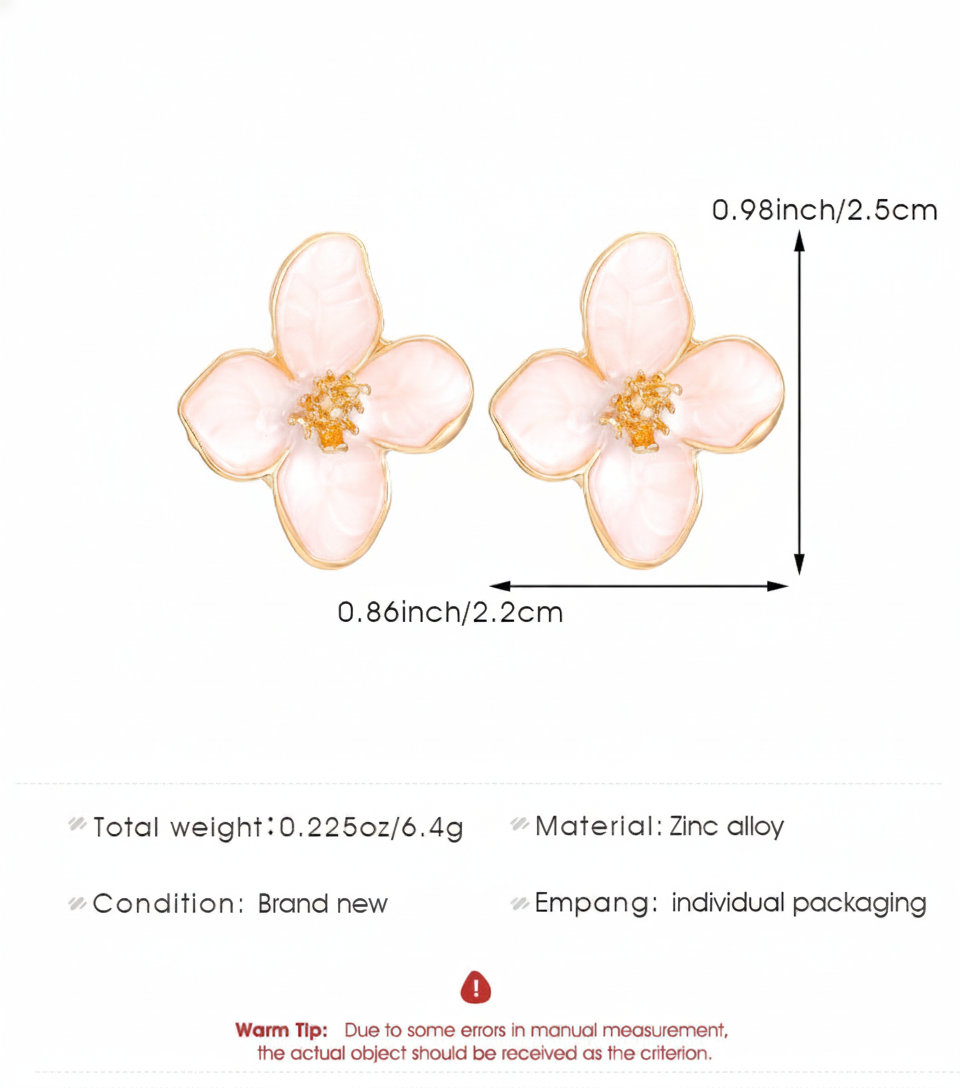 Aretes de flor cinco pétalos con esmalte colorido - 13