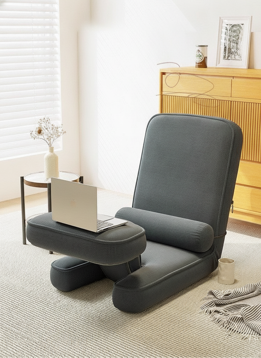Silla Piso Plegable Tatami con Respaldo y Esponja - 10