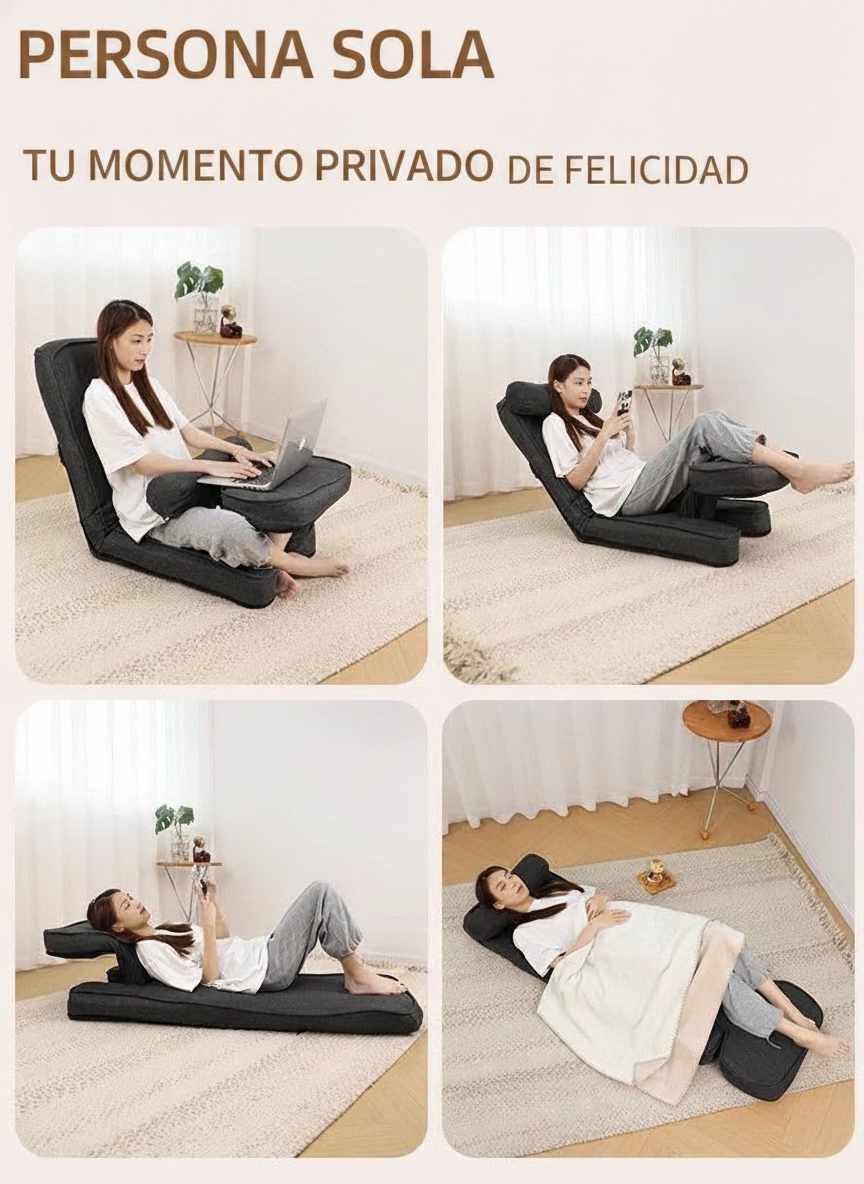 Silla Piso Plegable Tatami con Respaldo y Esponja - 12