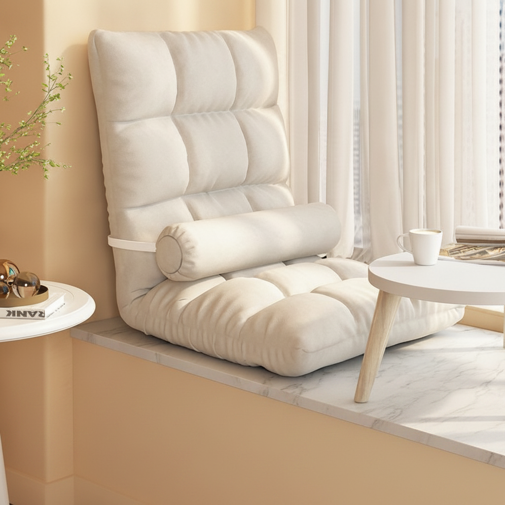 Silla Piso Plegable Tatami con Respaldo y Esponja - 5