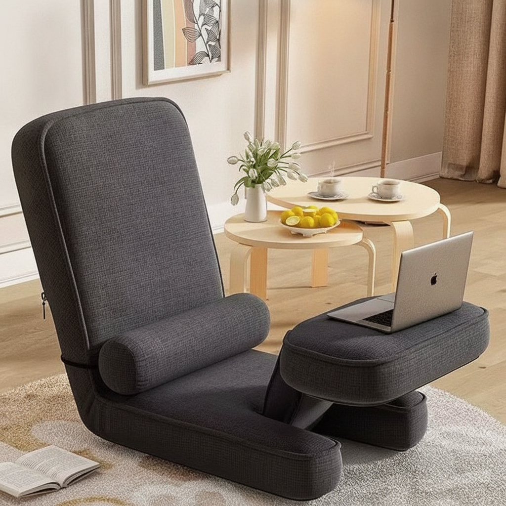 Silla Piso Plegable Tatami con Respaldo y Esponja - 7