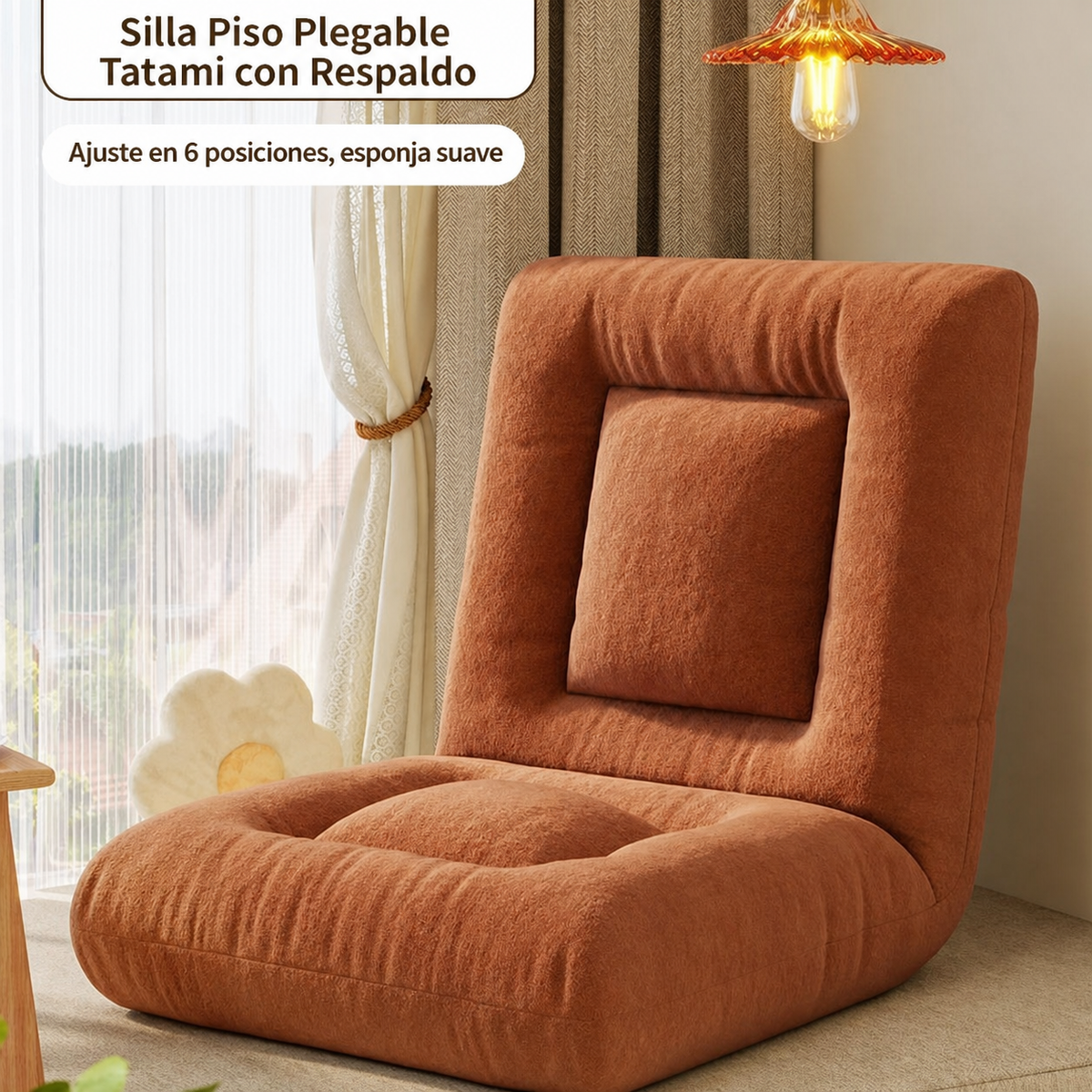 Silla Piso Plegable Tatami con Respaldo y Esponja
