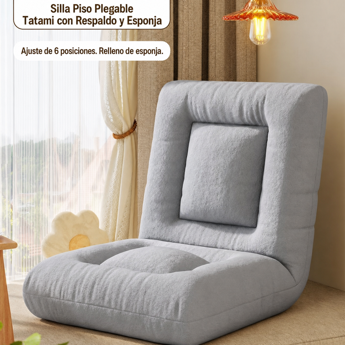 Silla Piso Plegable Tatami con Respaldo y Esponja