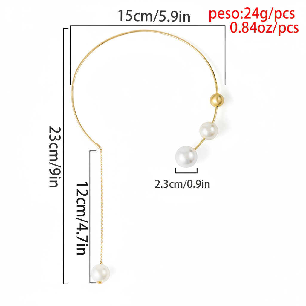 Collar Gargantilla Geométrica con Perla Minimalista - 6