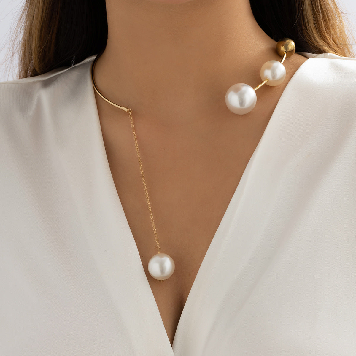 Collar Gargantilla Geométrica con Perla Minimalista - 5