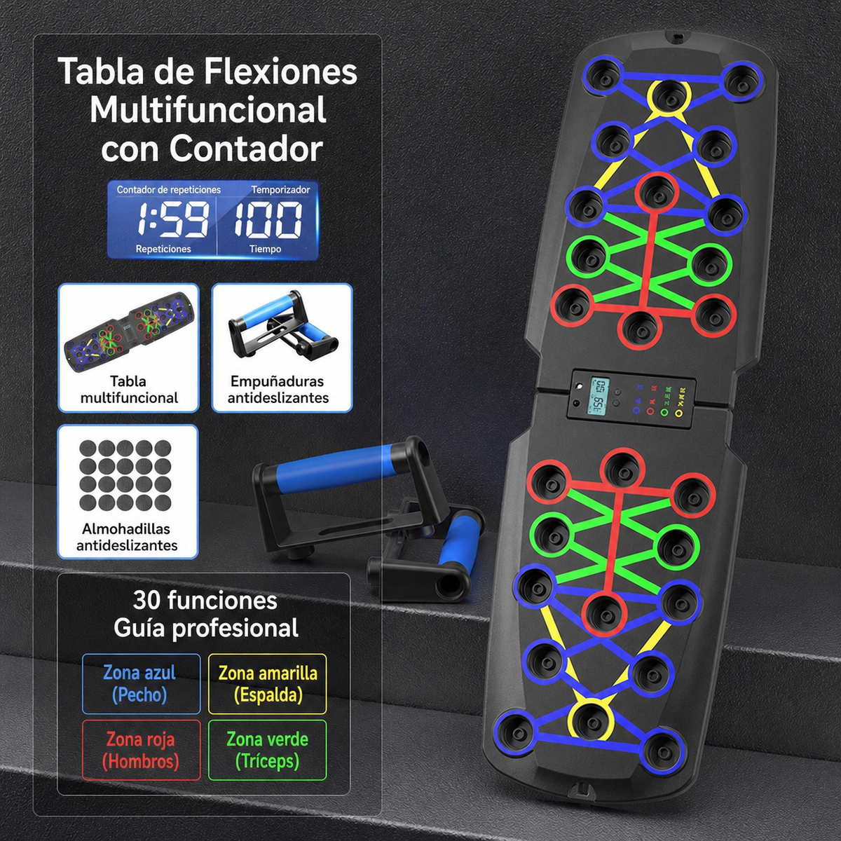 Tabla de Flexiones Multifuncional con Contador