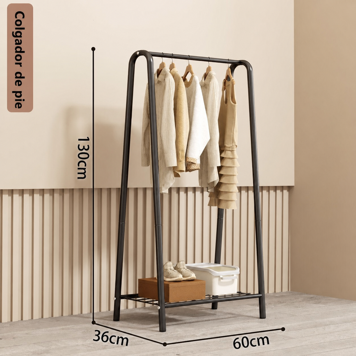 Perchero de pie metálico estilo nórdico para recámara - 7