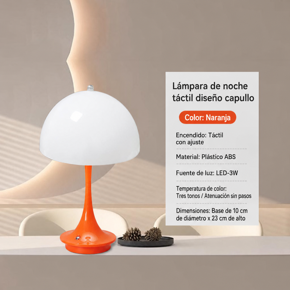 Lámpara de noche táctil diseño capullo decorativa