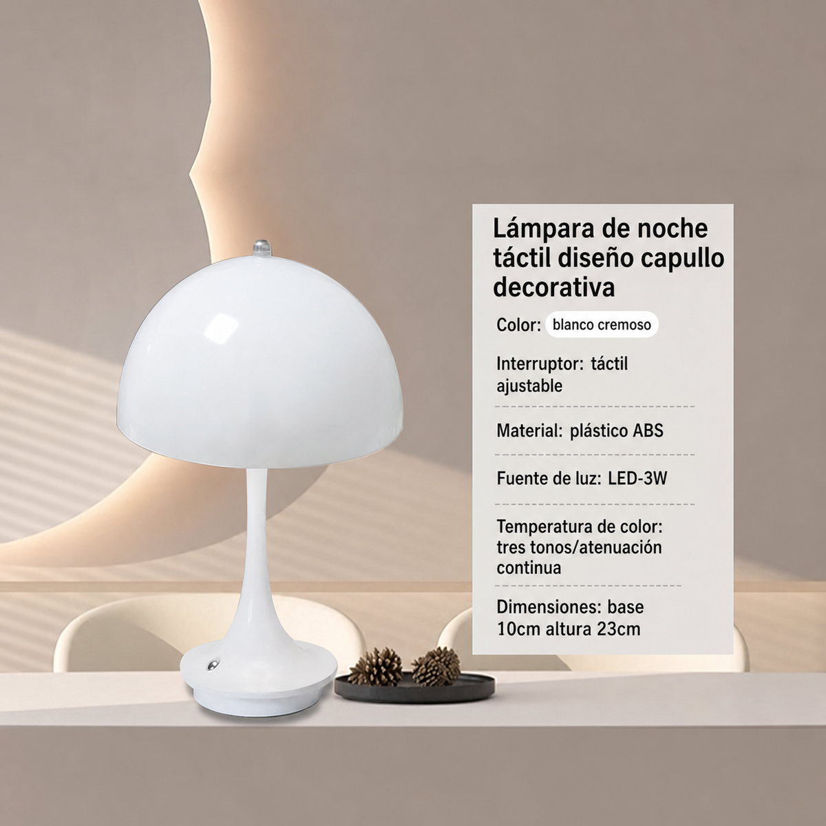 Lámpara de noche táctil diseño capullo decorativa