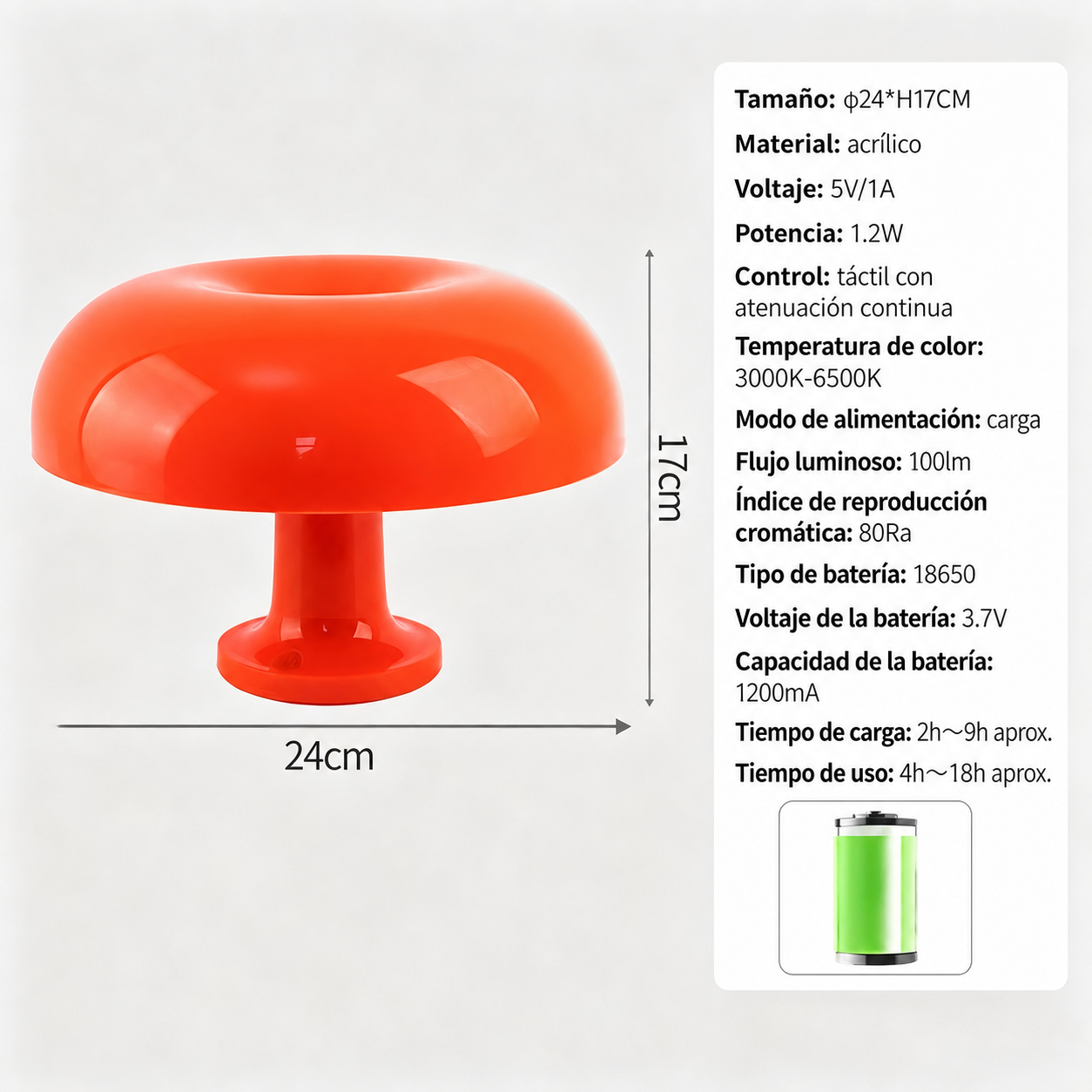 Lámpara de Mesa Seta Decorativa con 3 Tonos de Luz - 7