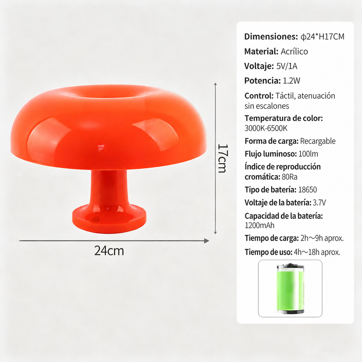 Lámpara de Mesa Seta Decorativa con 3 Tonos de Luz