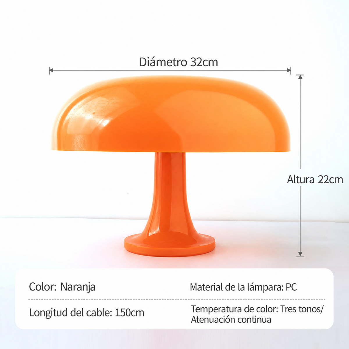 Lámpara de Mesa Seta Decorativa con 3 Tonos de Luz