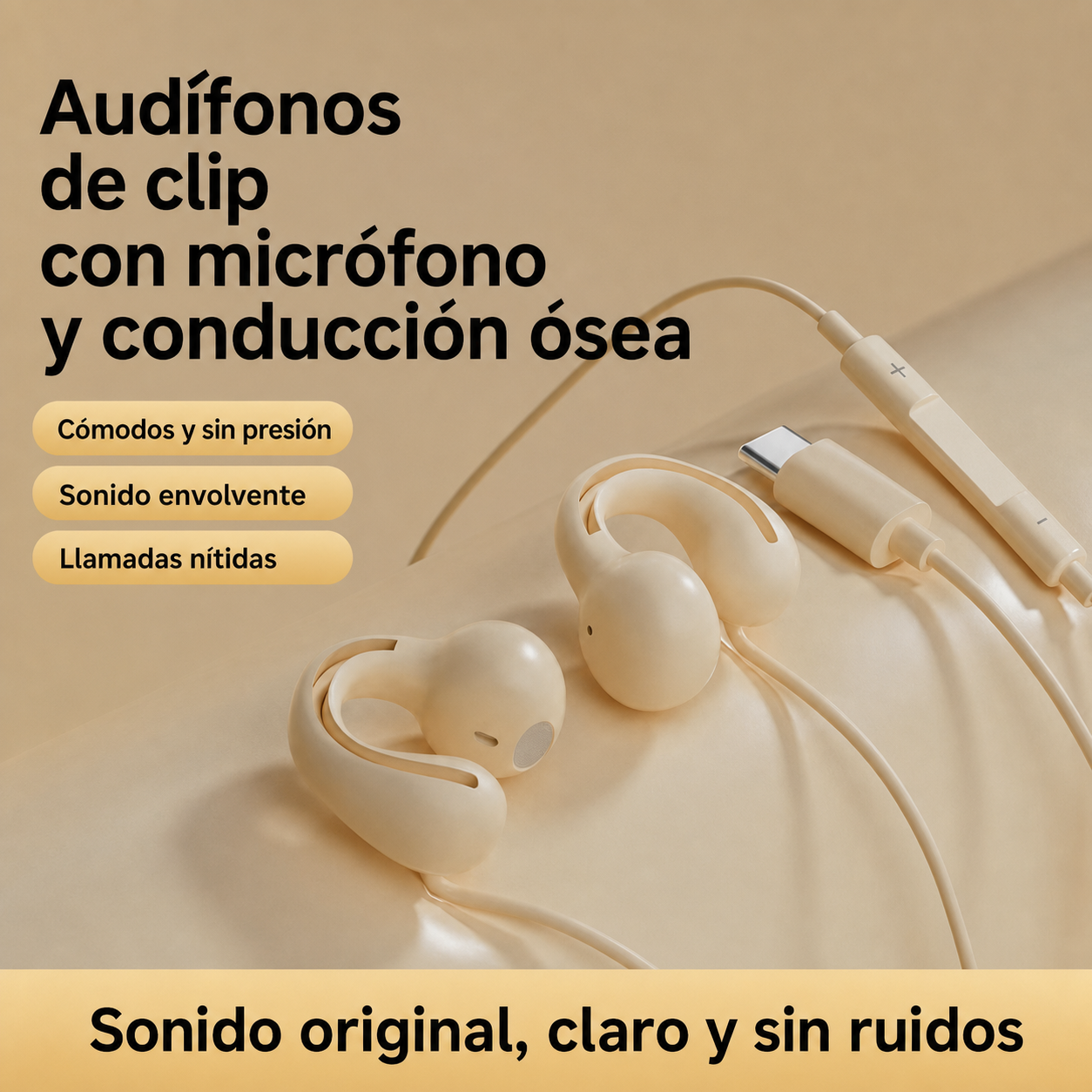 Audífonos de clip con micrófono y conducción ósea