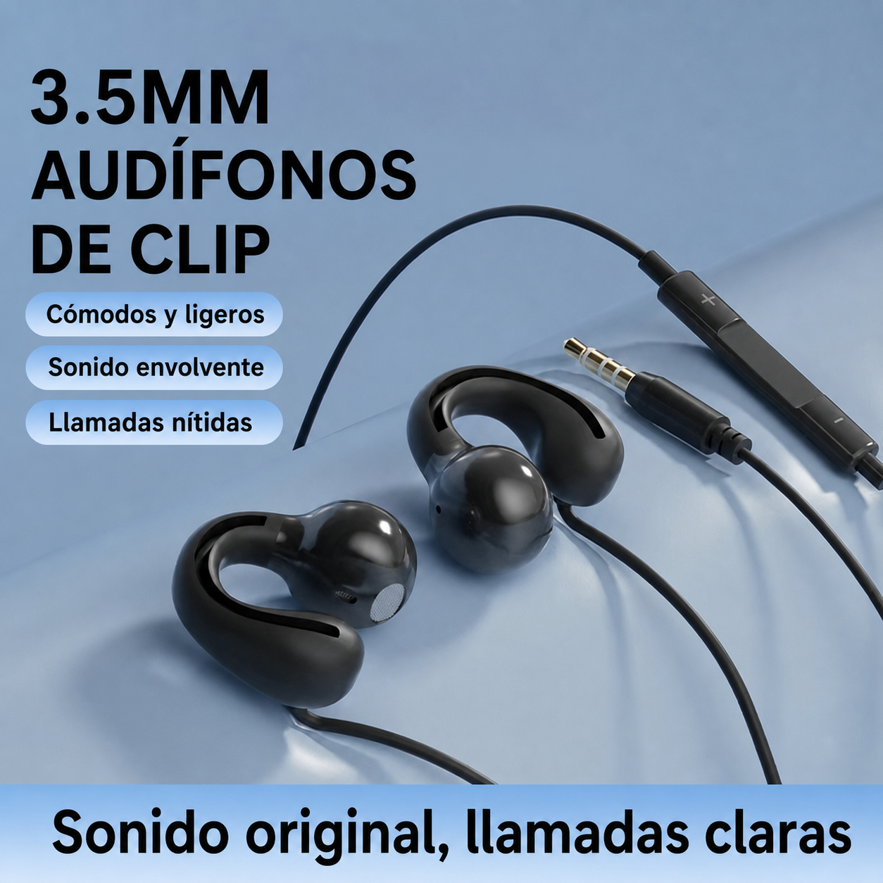 Audífonos de clip con micrófono y conducción ósea