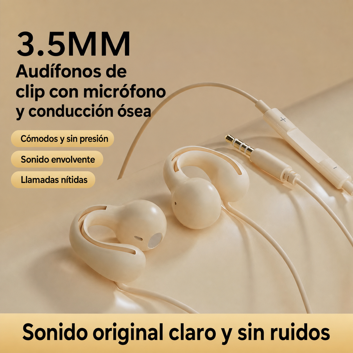 Audífonos de clip con micrófono y conducción ósea