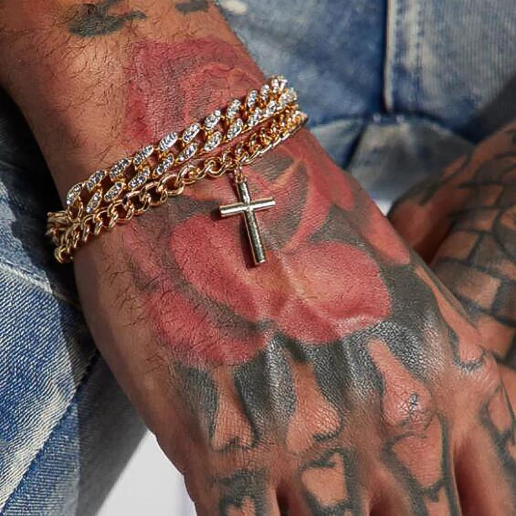 Set 4 Pulseras Hip Hop con Cruz y Cuentas Unisex - 9