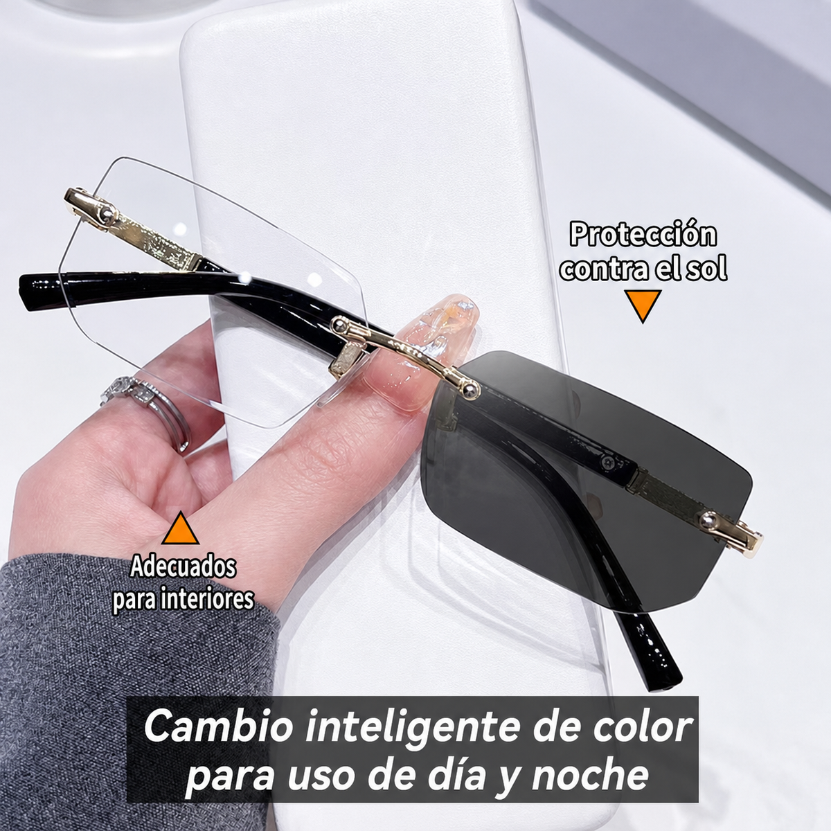 Lentes de Sol Sin Armazón Corte Diamante Unisex UV400