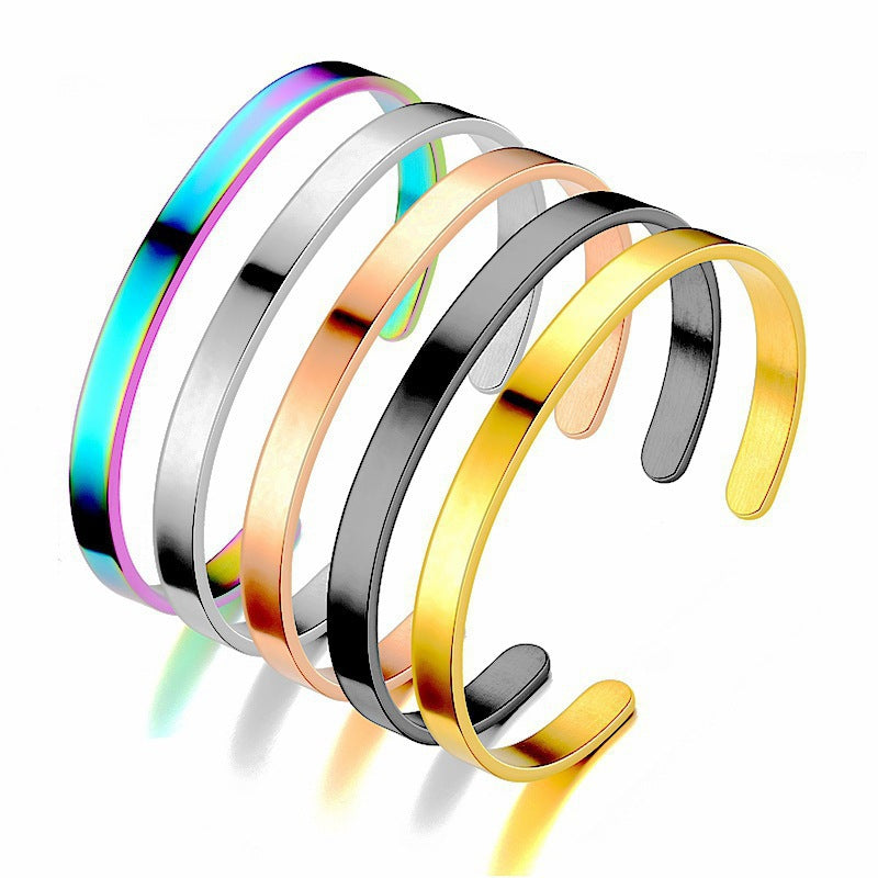 Pulsera Abierta de Acero Inoxidable Tipo C Lisa - 1