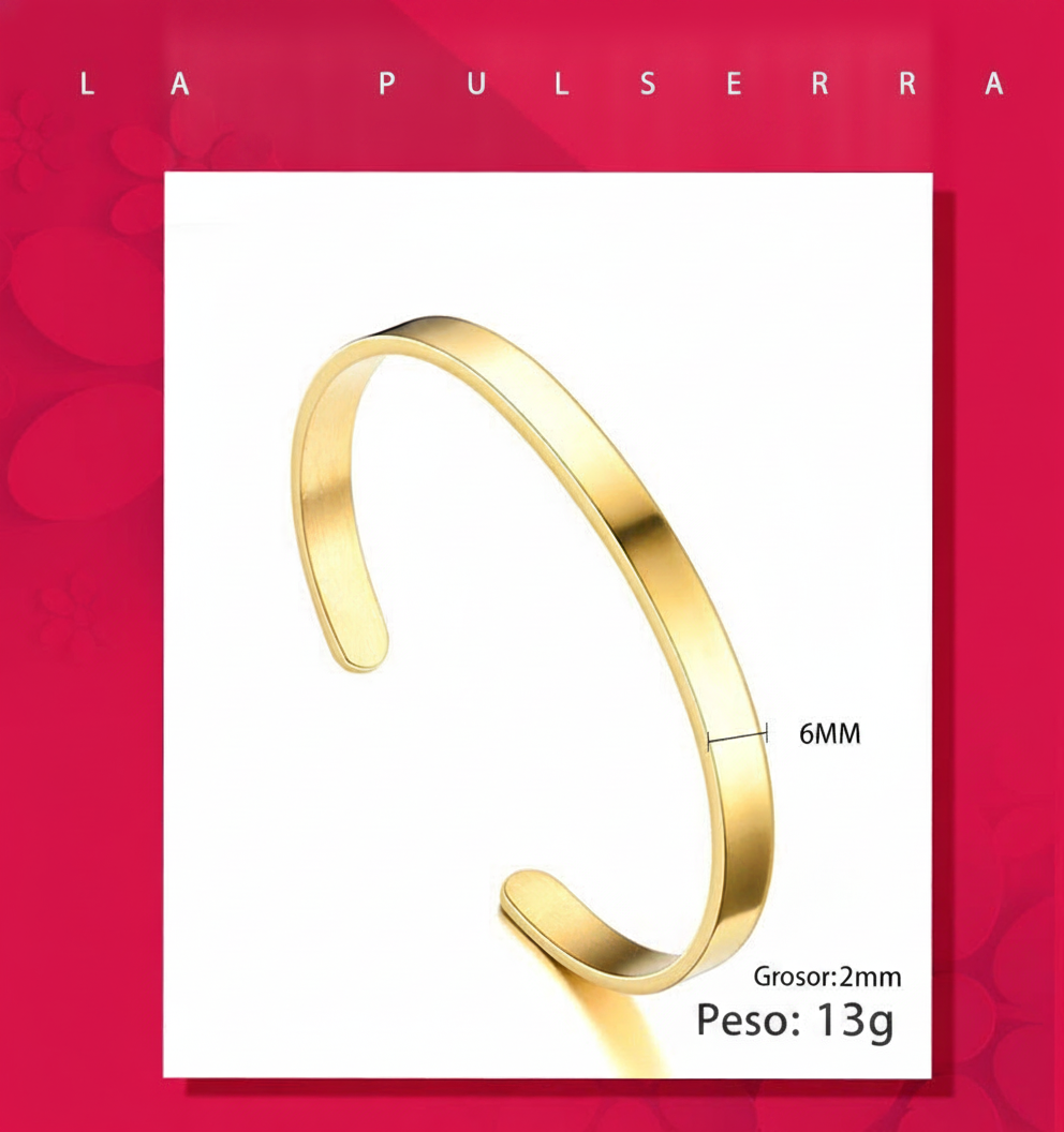 Pulsera Abierta de Acero Inoxidable Tipo C Lisa - 9
